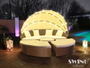 LED Sonneninsel Rattan Lounge Polyrattan Sitzgruppe 180cm Braun