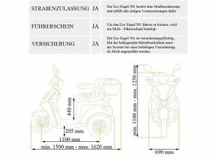 Elektromobil Eco Engel 501 Rot, 1000 Watt  Dreirad, 25 km/h