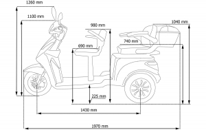 Eco Engel 503 Silber Elektromobil 1000 Watt, 25 km/h, Zweisitzer