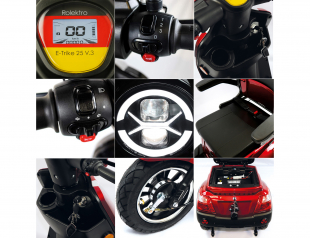 Rolektro, E-Trike 25 V.3 Lithium, Rot, 1000 Watt