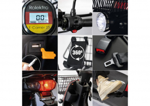 Rolektro E-Carrier 25 V.3 Lithium, Rot, mit XXL-Koffer, 25 km/h, 1000 Watt