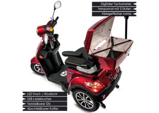 Rolektro, E-Trike 15 V.3 Lithium, Rot, 15 km/h, 1000 Watt