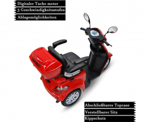 Seniorenmobil ECO Engel 500 Rot, 1000 Watt, 15 km/h