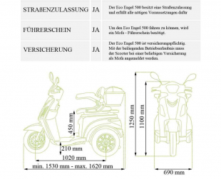 Seniorenmobil ECO Engel 500 Rot, 1000 Watt, 15 km/h