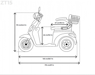 VELECO ZT15 Seniorenmobil 3-Rad 900W, 12 Km/h Rot