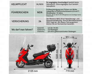 Elektroroller Maximus, 3-Rad E-Mobil MX3-25 km/h, Lithium Akku