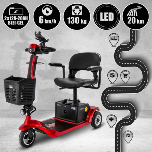 Rolektro, E-Trike 6, Rot, 24V-20Ah Bleigel Akku, 300W faltbar