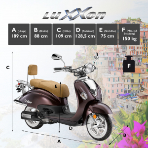 Luxxon Motorroller Cruiser, 50 ccm, 45 km/h, Euro 5 Coffee