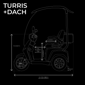 Veleco TURRIS mit Dach Seniorenmobil Lithium-Ionen, 12 km/h