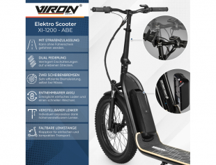 Viron E-Scooter XI-1200-S mit ABE Straenzulassung, 20Ah Elektroroller