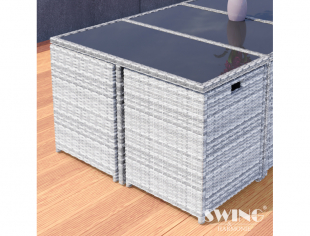 Poly Rattan Sitzgruppe Esstisch Gartenmbel Sitzgarnitur Tisch + Sthle 15-Teilig