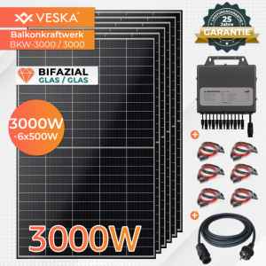 Veska Solaranlage 3000 Watt Photovoltaik Balkonkraftwerk