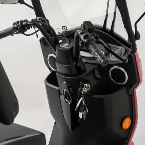 Elektromobil Dreirad mit Dach und Wetterschutz, Lithium-Akku, Rot