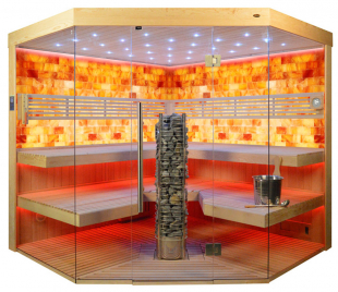 Sauna TS 4065 Steintowerofen, Salzwand, 220x220cm
