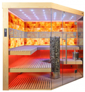 Sauna TS 4065 Steintowerofen, Salzwand, 220x220cm