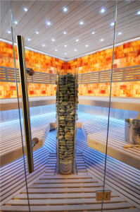 Sauna TS 4065 Steintowerofen, Salzwand, 220x220cm