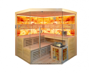 Sauna TS 4024 Bio-Kombiofen, Salzwand, 200x200cm