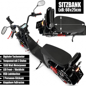 Rolektro, E-Cruiser 45 Lithium, Schwarz, 60V-20Ah Akku, 1500 Watt