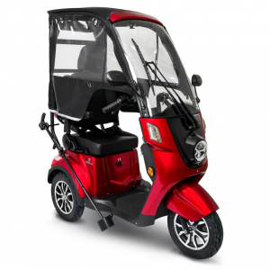 Deisla DS3-15 Dreirad mit Dach und Wetterschutz, Lithium-Akku, Rot, 15 km/h