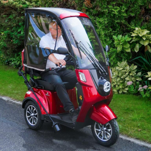 Deisla DS3-15 Dreirad mit Dach und Wetterschutz, Lithium-Akku, Rot, 15 km/h