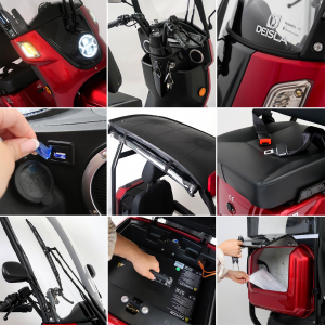 Deisla DS3-15 Dreirad mit Dach und Wetterschutz, Lithium-Akku, Rot, 15 km/h