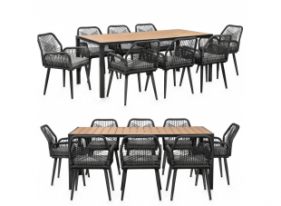 Garten Sitzgruppe Tisch mit 8 Sthle wetterfest Seilgeflecht WPC Esstisch Set