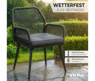 Garten Sitzgruppe Tisch mit 8 Sthle wetterfest Seilgeflecht WPC Esstisch Set
