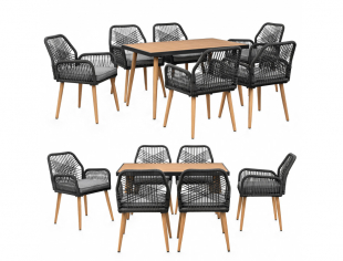 Garten Sitzgruppe Tisch mit 6 St�hle wetterfest Seilgeflecht WPC Esstisch Set