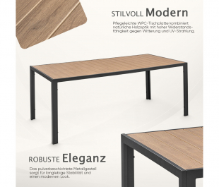 Garten Sitzgruppe Tisch mit 6 St�hle wetterfest Seilgeflecht WPC Esstisch Set