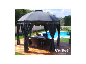 LED Pavillon Ø 350cm Lavo Garten Pavillion Rund Solar Pavilion